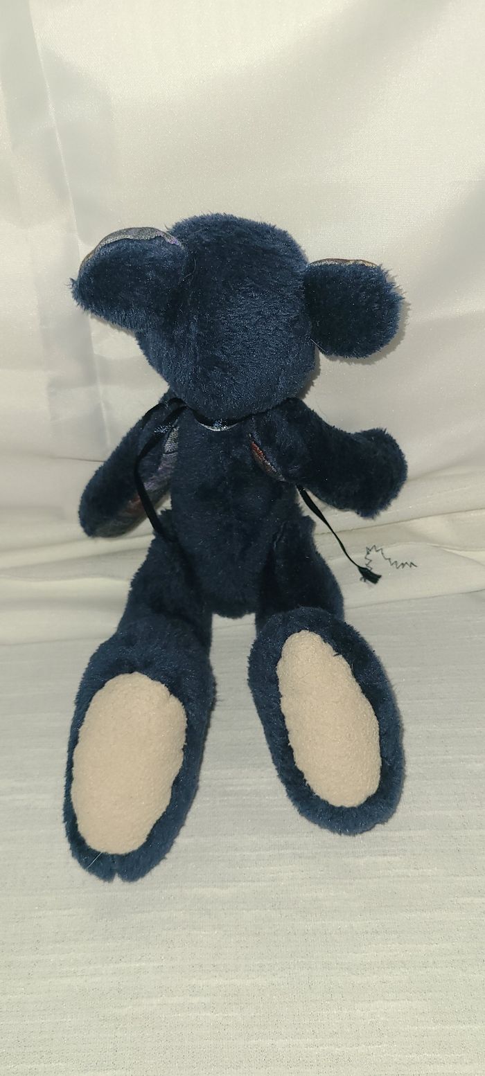 doudou ours bleu imprimé oreilles - photo numéro 5