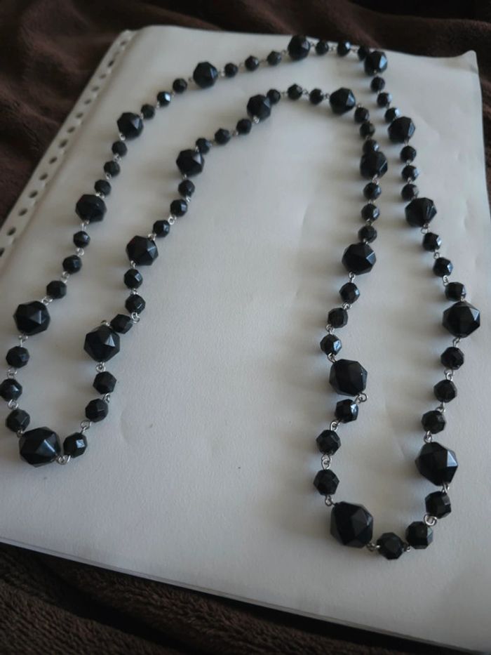 Collier sautoir long perles noir - photo numéro 3