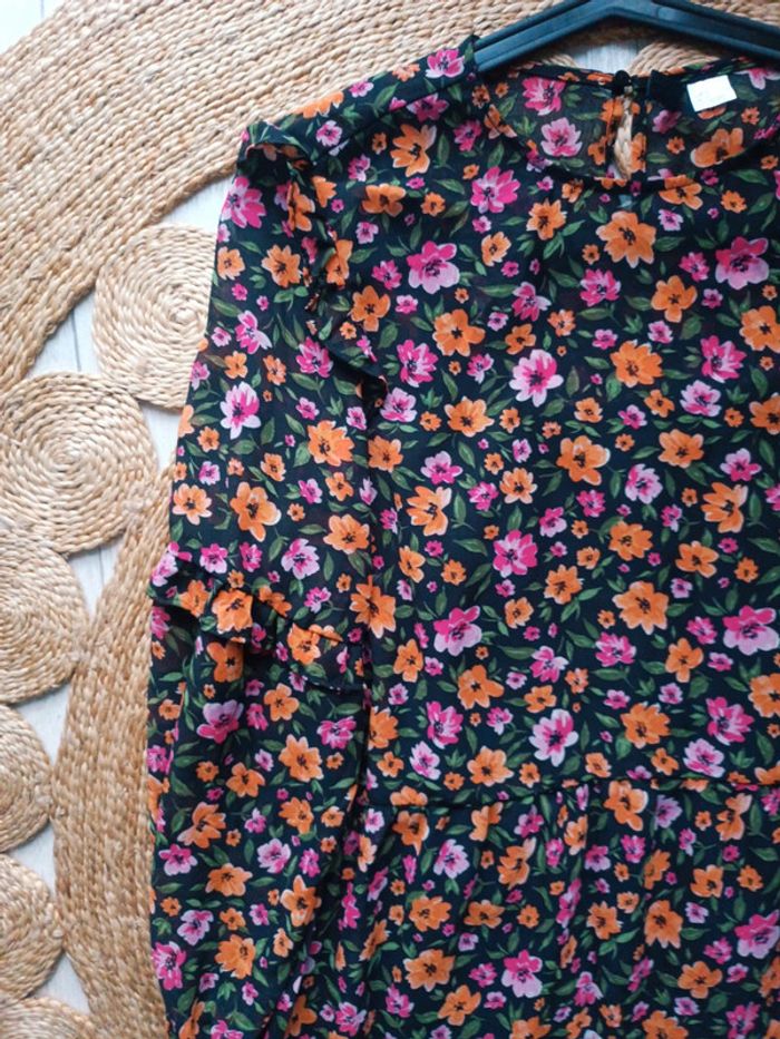 Robe longue motif fleurs à volants H&M Taille S Neuf
