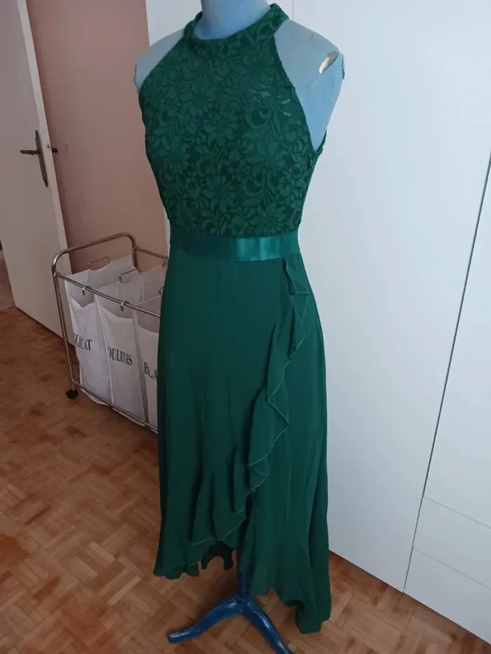 Robe longue verte + étole mousseline - photo numéro 4