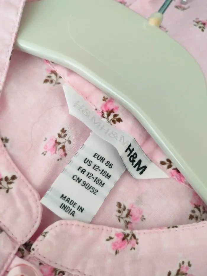 (a) chemise fleurs rose H&M 86cm - photo numéro 3