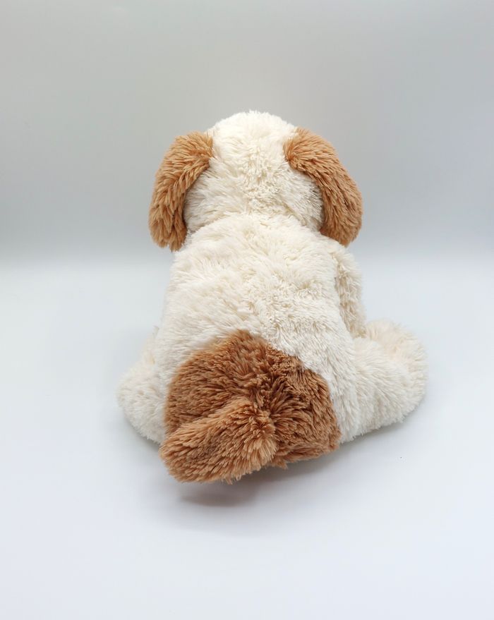 Peluche doudou chien blanc écru marron beige Carrefour cocard 40 cm yeux durs - photo numéro 5