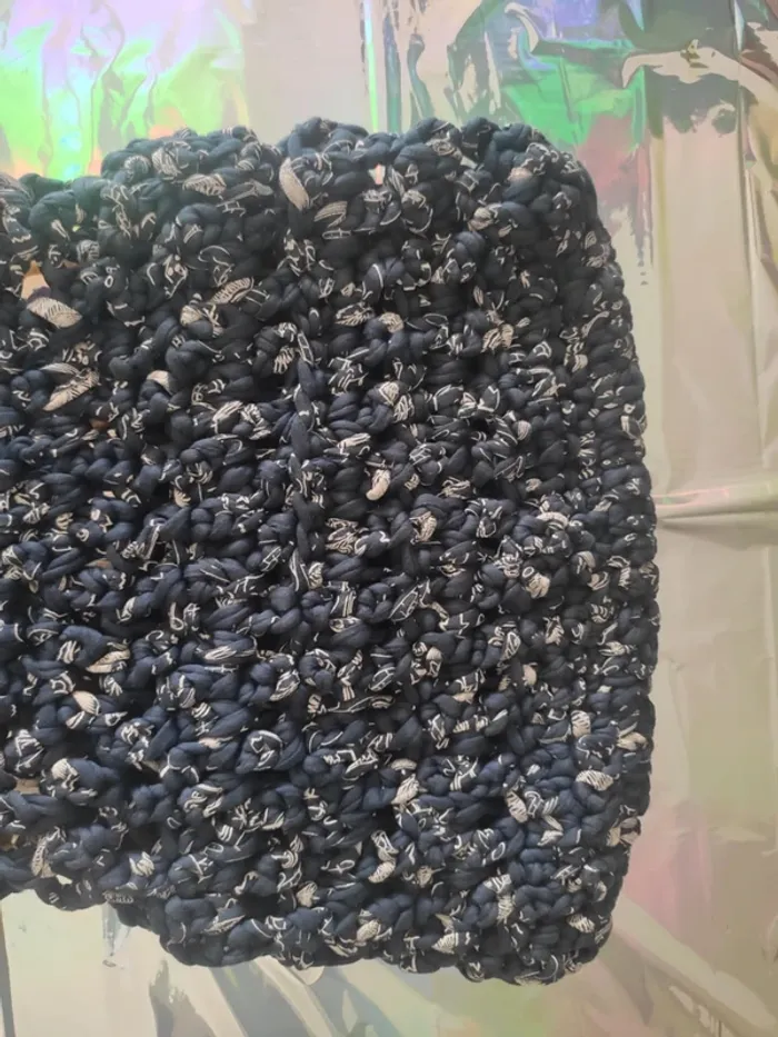 Sac tissé en chutes de tissu fait main Upcylcing - photo numéro 3