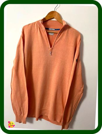 Pull coton zippé Serge Blanco – Homme – Taille XXXL – Orange effet délavé