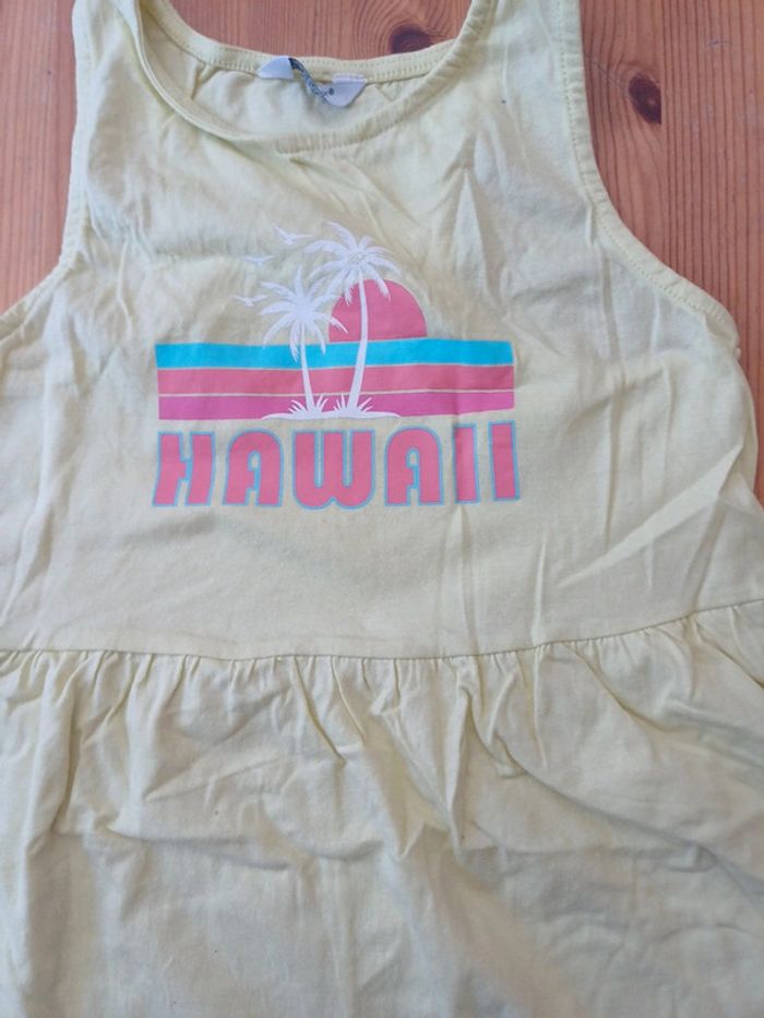 Robe jaune hawai en coton arrive aux genoux - photo numéro 3