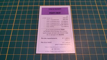 Titre de propriété Pont neuf jeu Monopoly Et si le Monopoly était inventé aujourd'hui #C22
