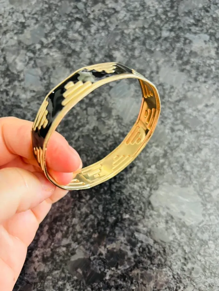 Magnifique bracelet fantaisie aztèque noir et doré neuf - photo numéro 2