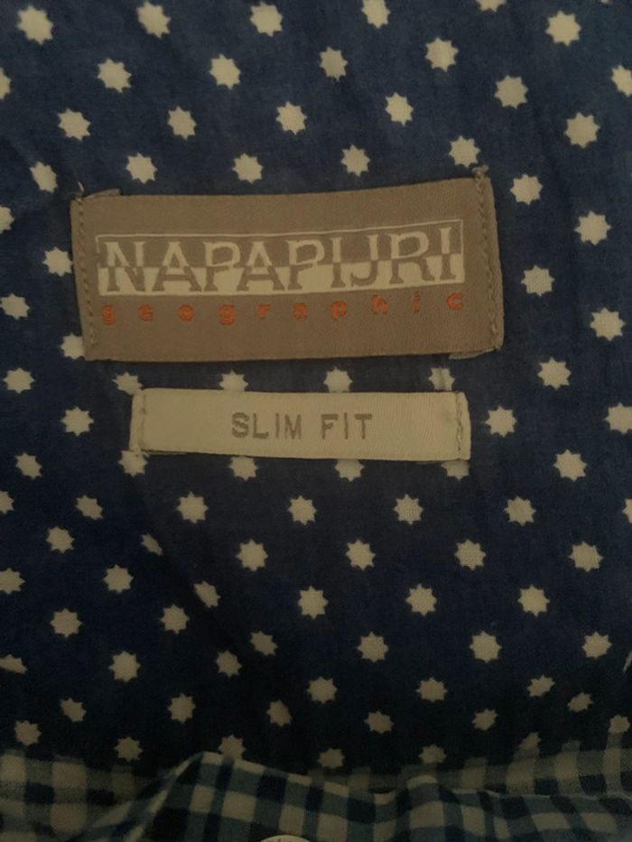 Chemise Napapijri vichy bleu et blanc taille L slim fit - photo numéro 14