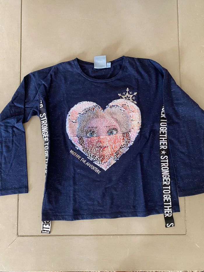 Tee shirt Desigual Disney avec sequins Reine des Neiges manche longue 11-12 ans