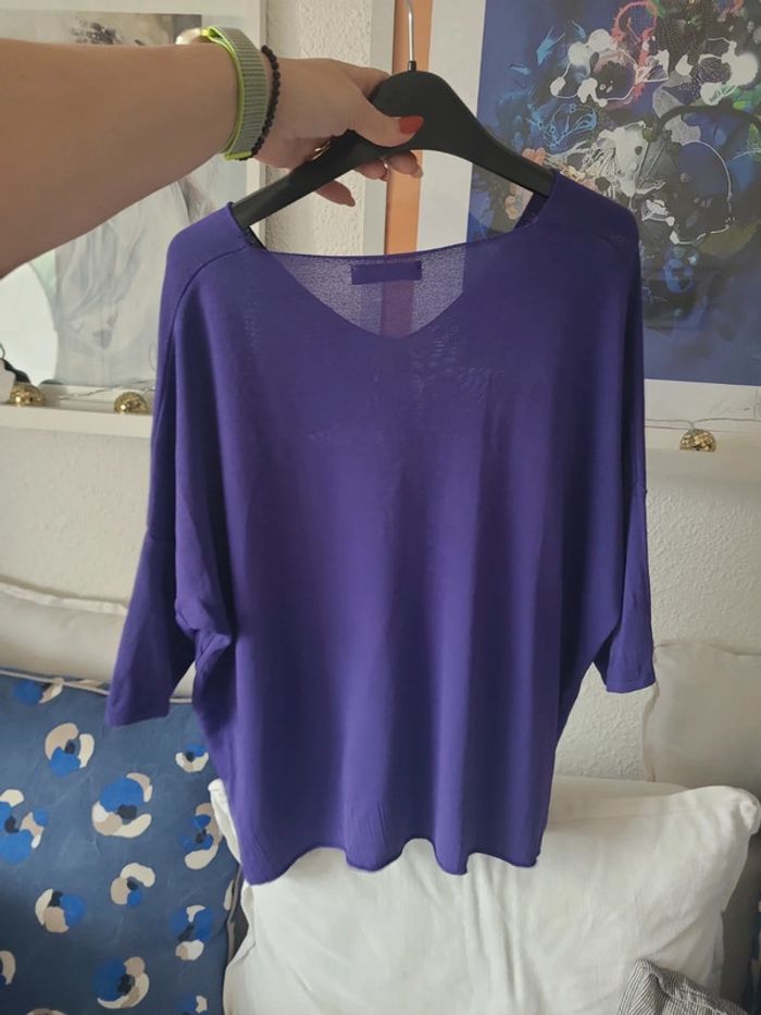 Pull léger chauve-souris violet t.u - photo numéro 3