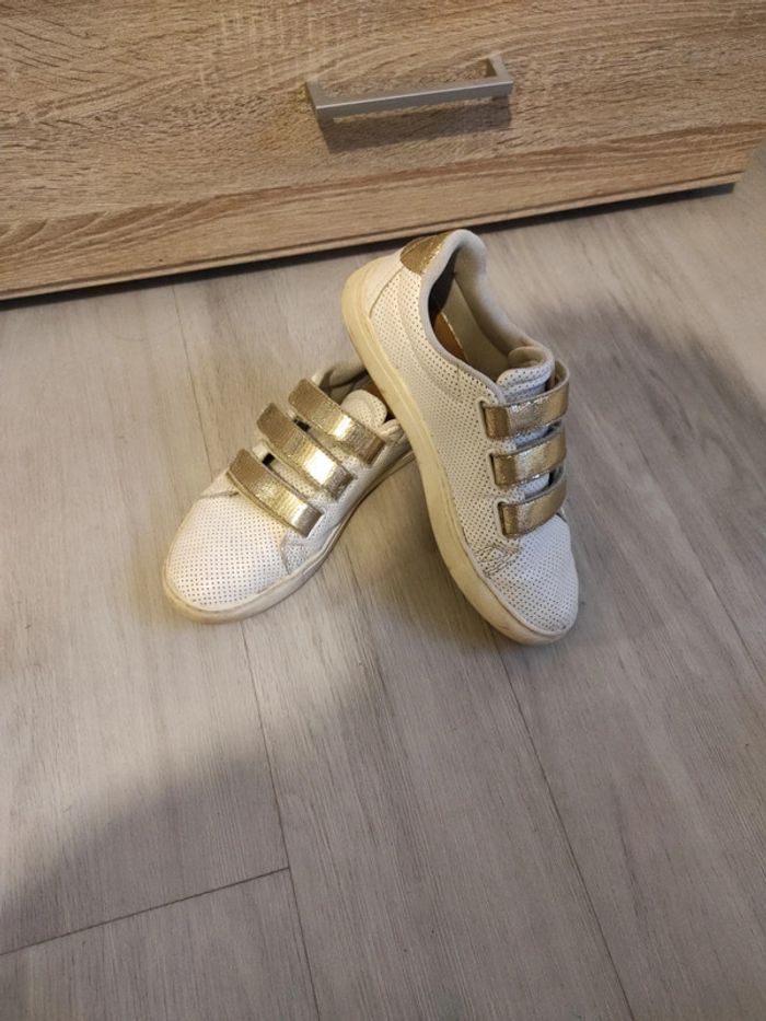 Baskets scratchs blanches et dorées - photo numéro 2
