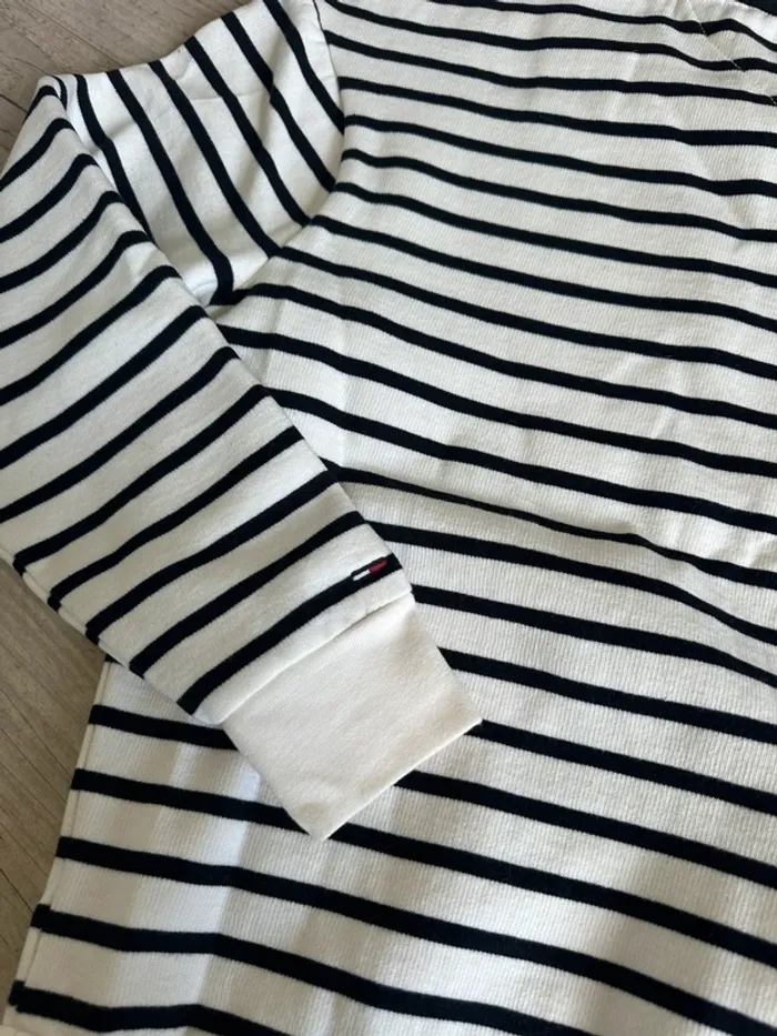 Sweat sans capuche oversize rayé noir marinière tommy jeans XS - photo numéro 8