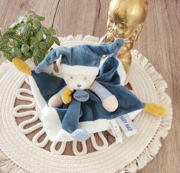 Doudou Lange Ours Baby Nat Turquoise Beige