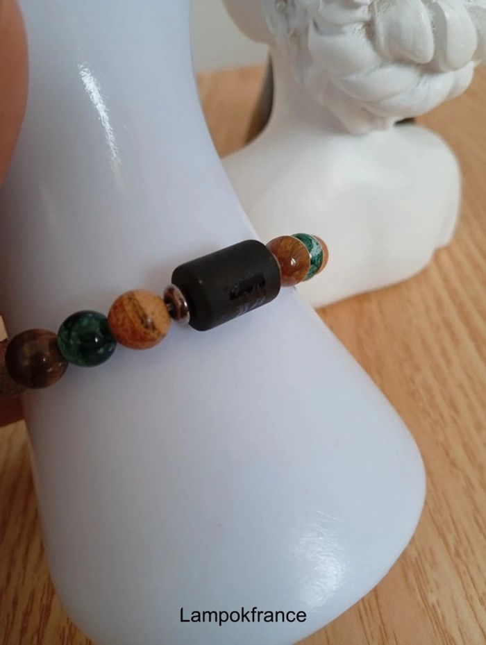 Oeil du tigre Malachite Bracelet en pierres naturelles taureau signe astrologique - photo numéro 3