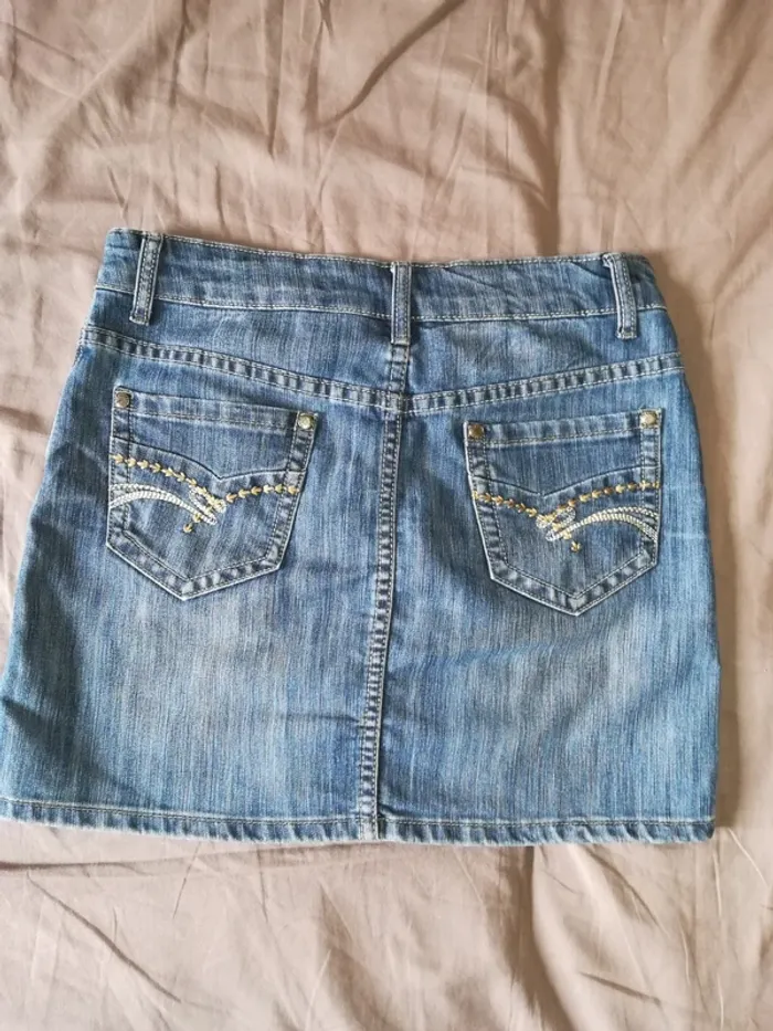 Jupe en jean bleue, Cache cache, taille S, très bon état - photo numéro 3
