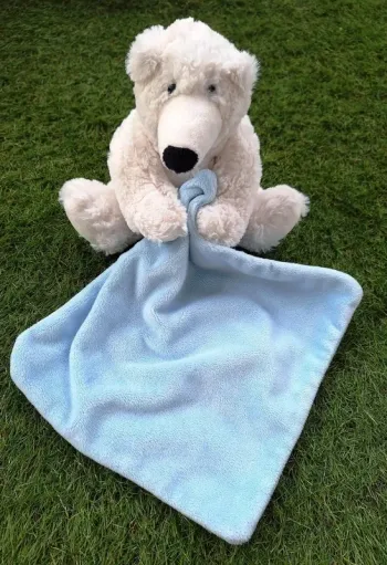 Peluche Ours polaire - mouchoir bleu / Eco 6