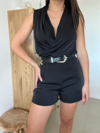 Combi short satinée noire Vila