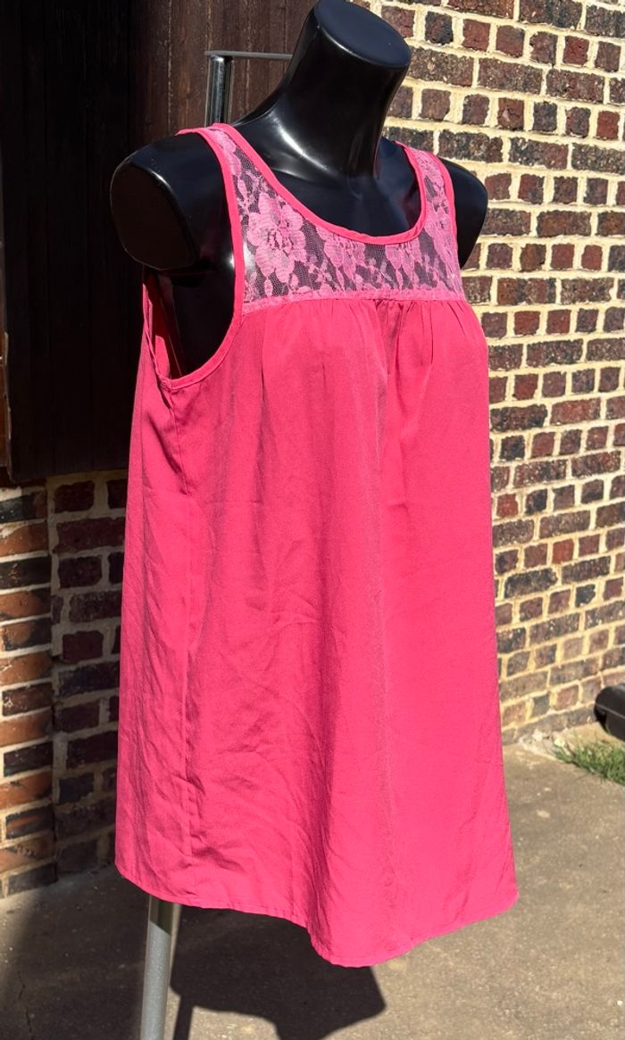 💖 Débardeur long / Tunique fuchsia – Taille 38 - La Redoute - photo numéro 2
