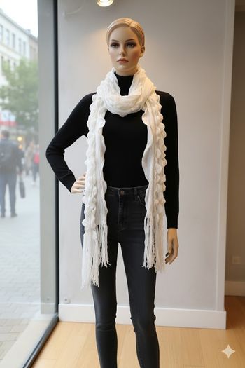 Echarpe chic & douce blanche à franges - Effet texturé !