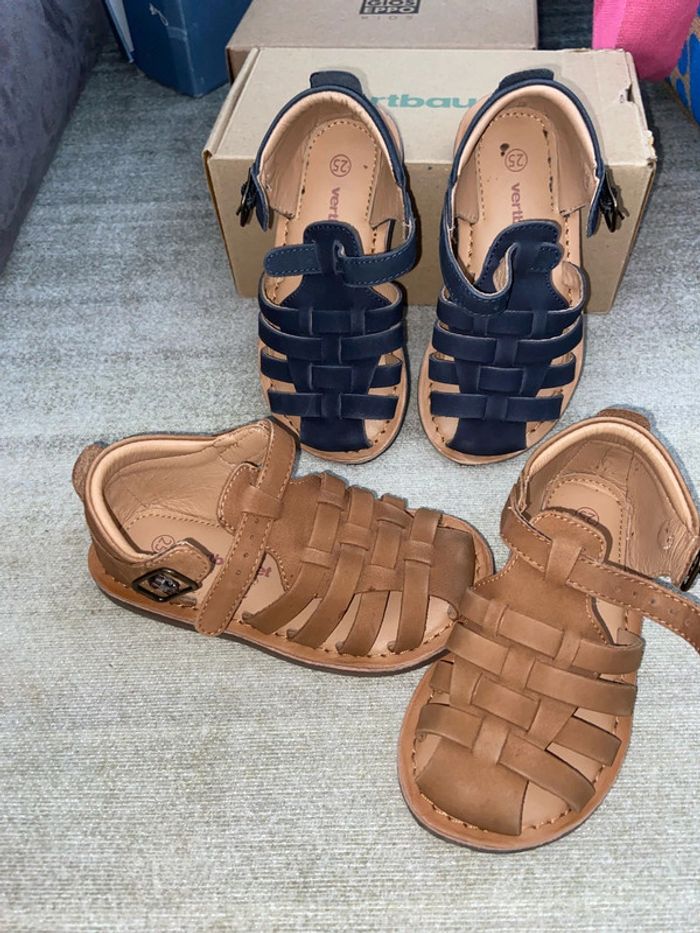 Lot Sandales en cuir Vertbaudet