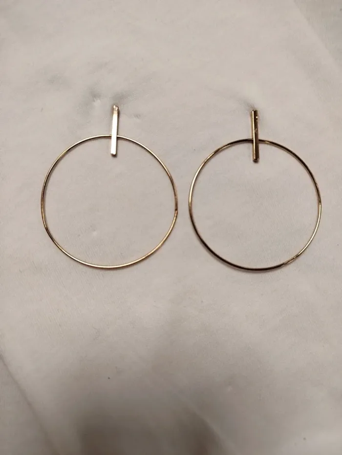 Boucle d'oreille dorée cercle Géométrique - 5 cm diamètre