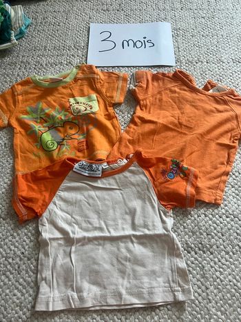 Lot tee shirt orange 3 mois