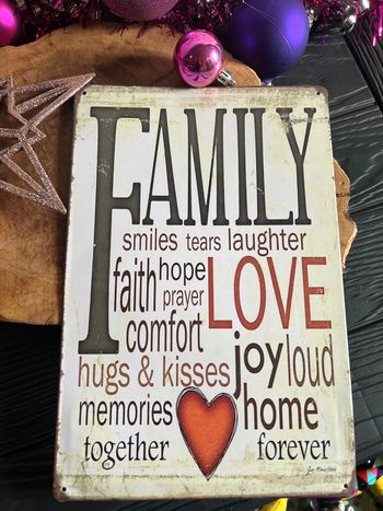 Plaque vintage en métal - Family Love