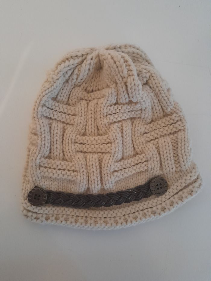 Bonnet femme beige et marron