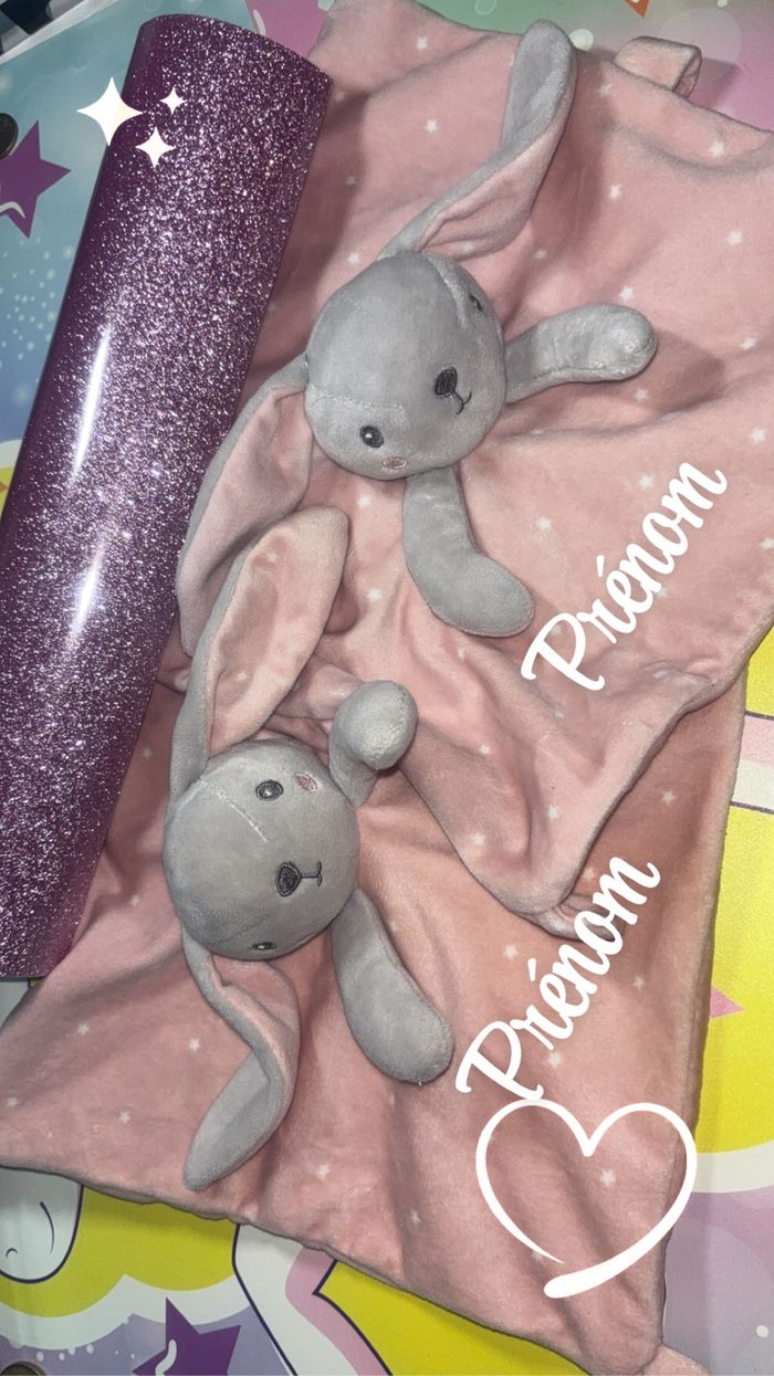Doudou fille rose personnalisé