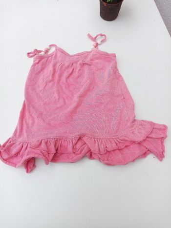 Robe à bretelles rose/fille /t2ans /vynil fraise