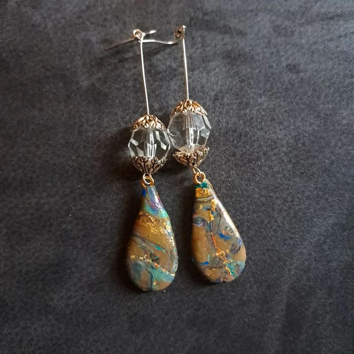 Boucles d'oreilles pendante forme gouttes - photo numéro 3