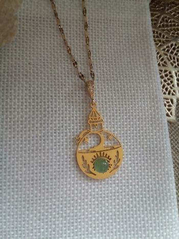 Collier fiole de potion magique et pierre d'aventurine verte