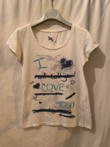 T-shirt i love you cœur strass