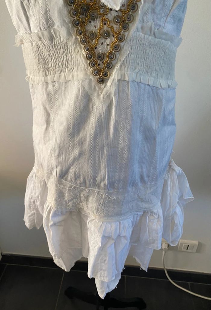 Robe Morgan blanche à volants et dentelle taille XS / S - photo numéro 4