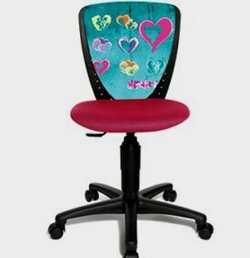 Topstar chaise bureau Nic coeur rougeturquoise
