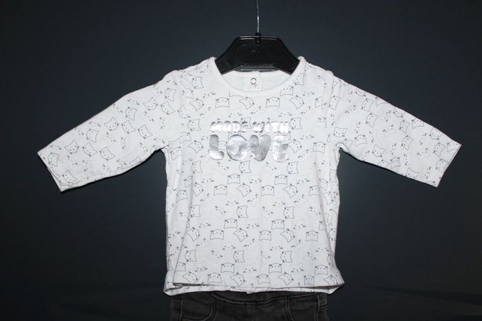 T-shirt manches longues et pantalon jean élastique taille 3 mois 59-60 cm - photo numéro 8
