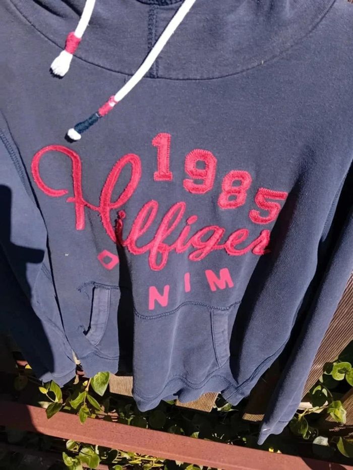 Sweat à capuche bleu marine Hilfiger S - photo numéro 3