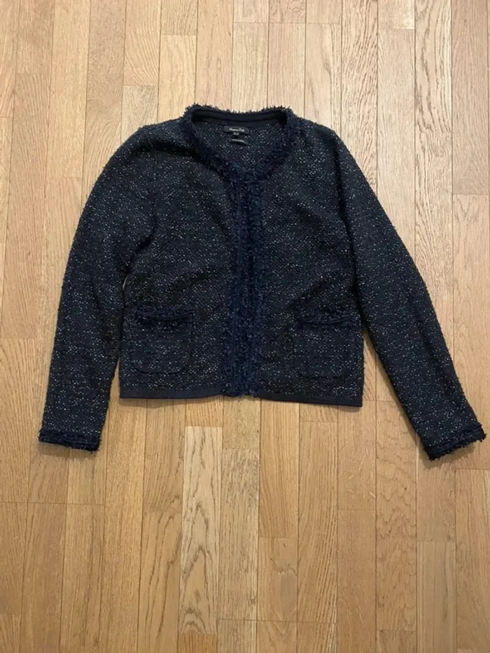 Veste en jacquard bleu marine Massimo Dutti taille S - photo numéro 2