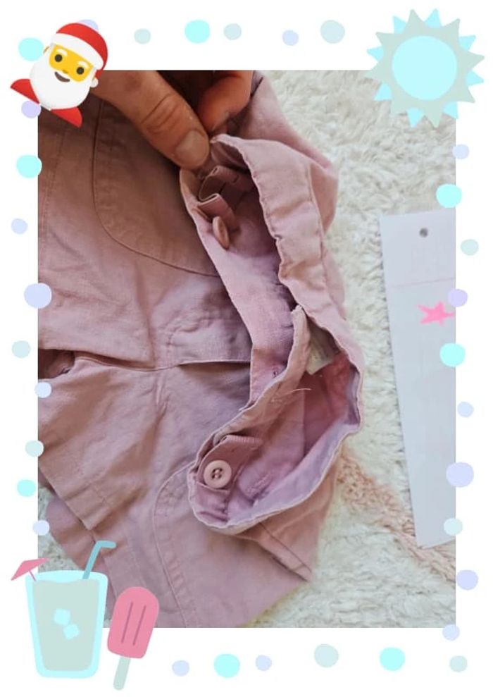 Short rose pale fille 2 ans 24 mois coton et lin a l heure anglaise - photo numéro 3