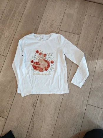T-shirt manches longues 10 ans panda roux