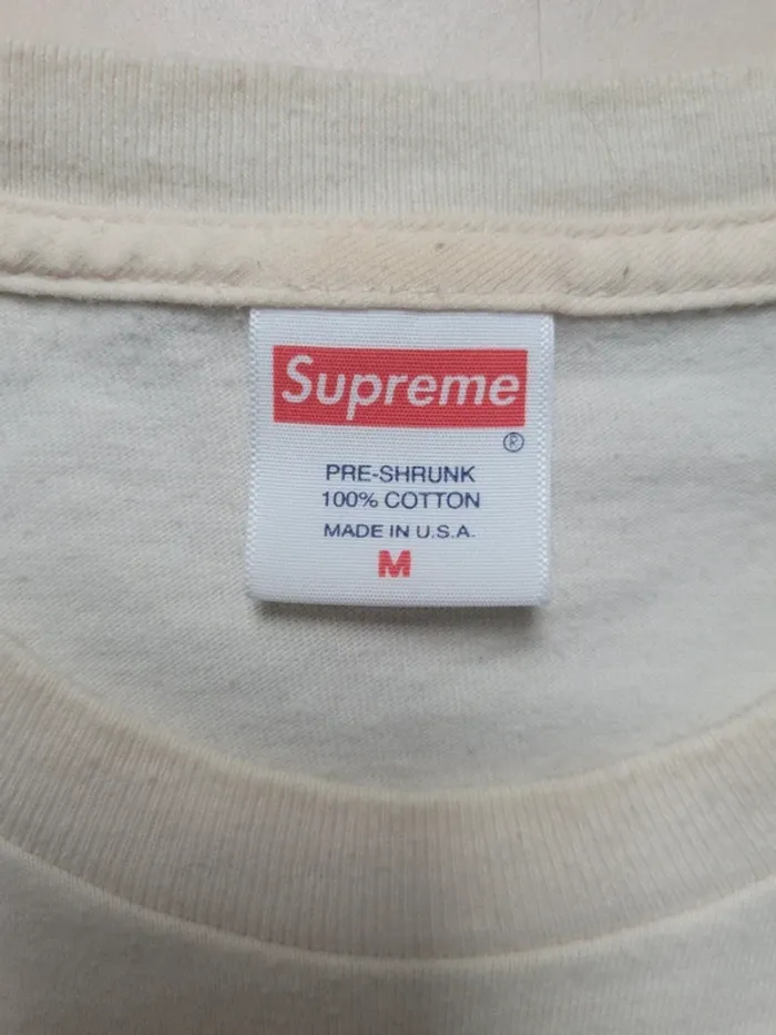 Tee shirt box logo supreme smoke tee beige crème M - photo numéro 3