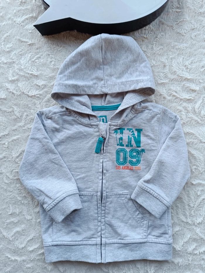 Gilet zippé veste avec capuche Garçon 18 mois In Extenso - photo numéro 2