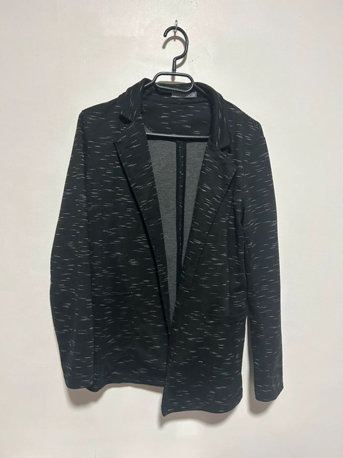 Veste blazer noire à lignes blanches • Ligne à suivre • Taille 38 - photo numéro 1