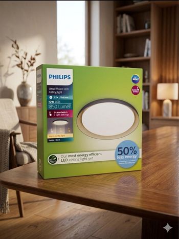 Plafonniers LED Philips Pebblo Plafonnier Noir 10W 2700K – Neuf & Garantie 2 ans