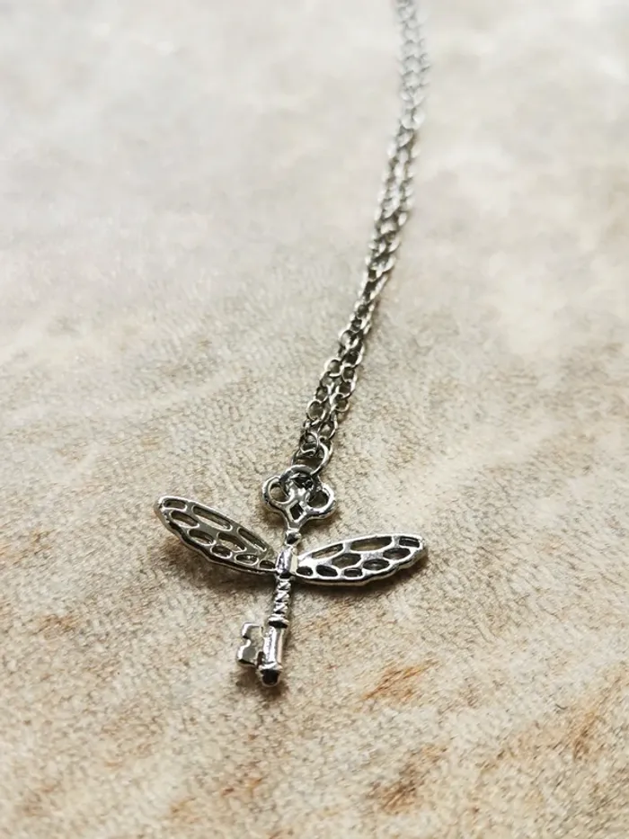 Pendentif et chaîne argentées clé volante