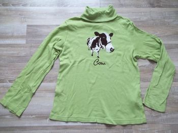 Sous-pull vert "Cow" Zara Girls 11/13 ans