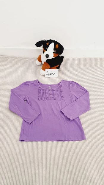 Tee shirt manches longues violet bébé fille 4 ans