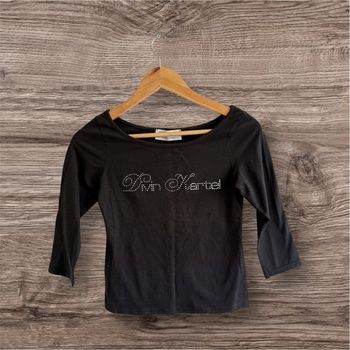 Blouse manches longues noir avec strass argenté divin kartel taille 36 S