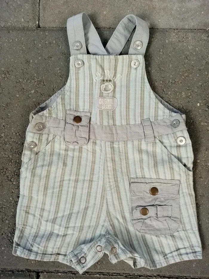 Salopette short rayée