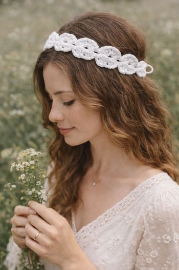 Titre : 🌸 Bandeau de tête artisanal en crochet – Douceur & Bohème